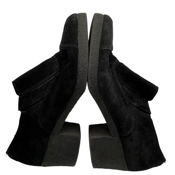 Aquatalia Ankle Booties Women 7 Black Suede Shooties Block Heels Slip On Comfort - Picture 7 of 15